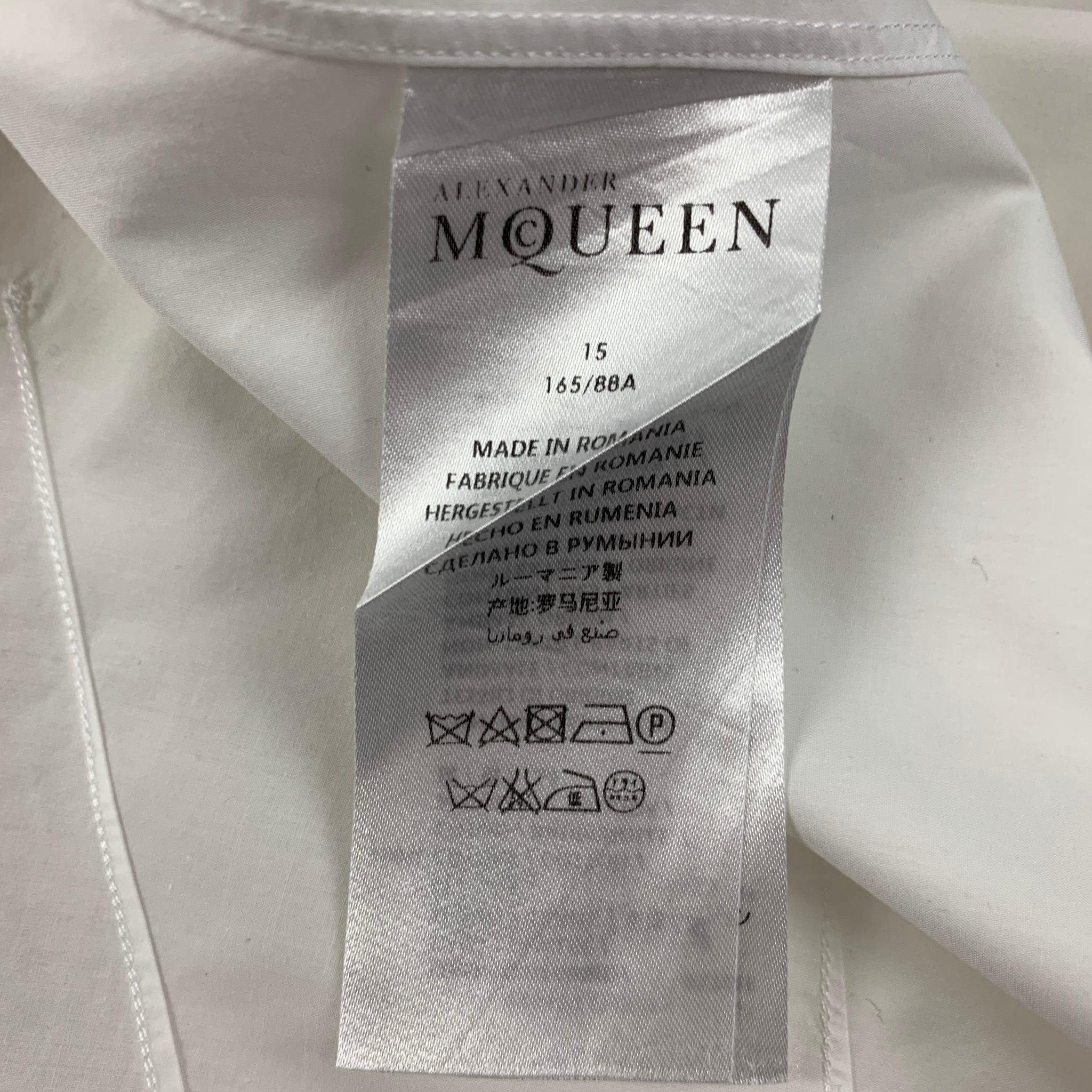Men's ALEXANDER MCQUEEN Size XS White Cotton Button Up Short Sleeve Shirt For Sale