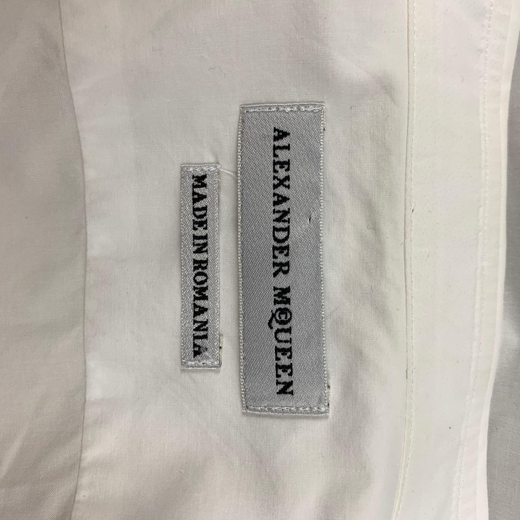 ALEXANDER MCQUEEN Size XS White Cotton Button Up Short Sleeve Shirt 2