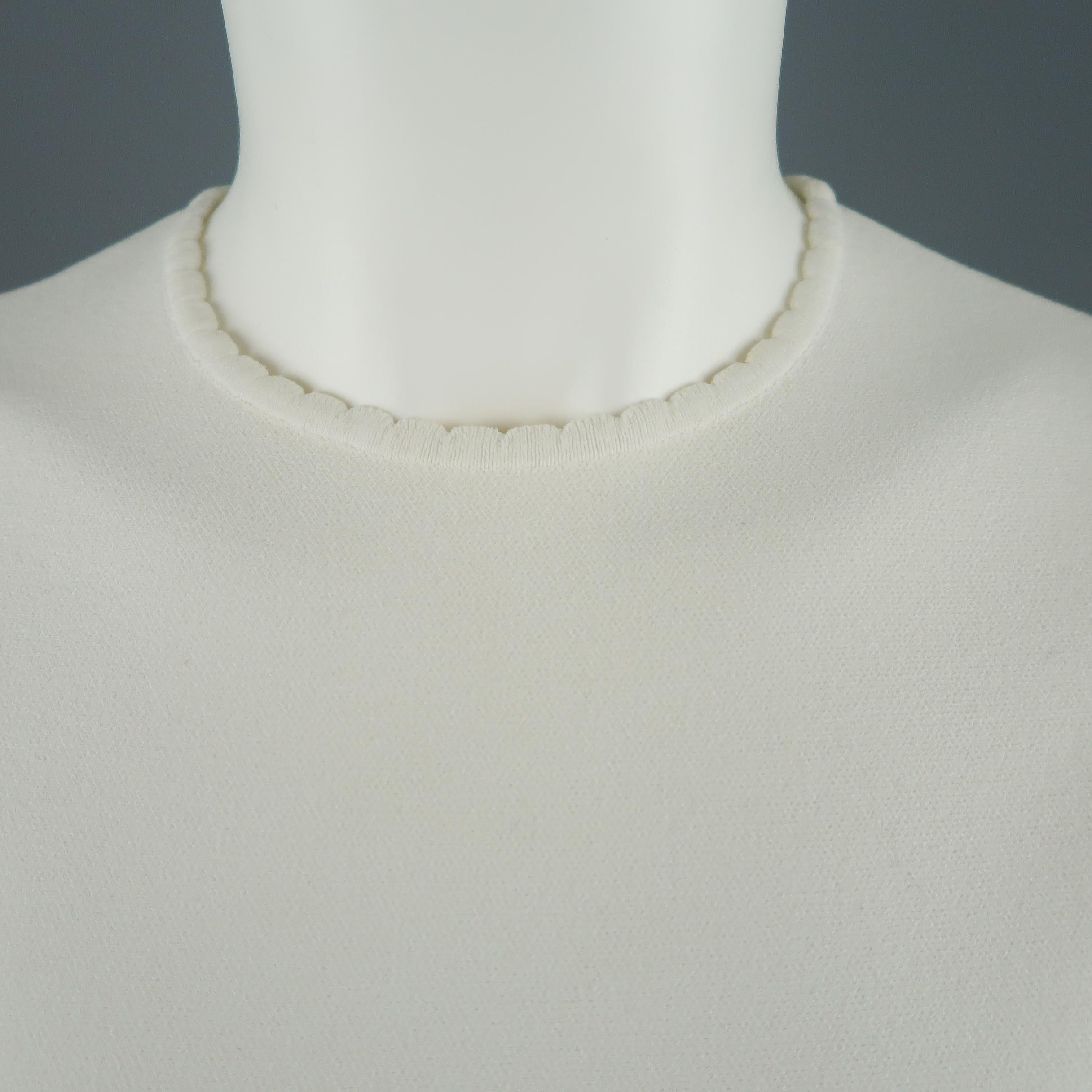ALEXANDER MCQUEEN Size XS White Lace Textured Trim Knit Crop Top (Weiß)