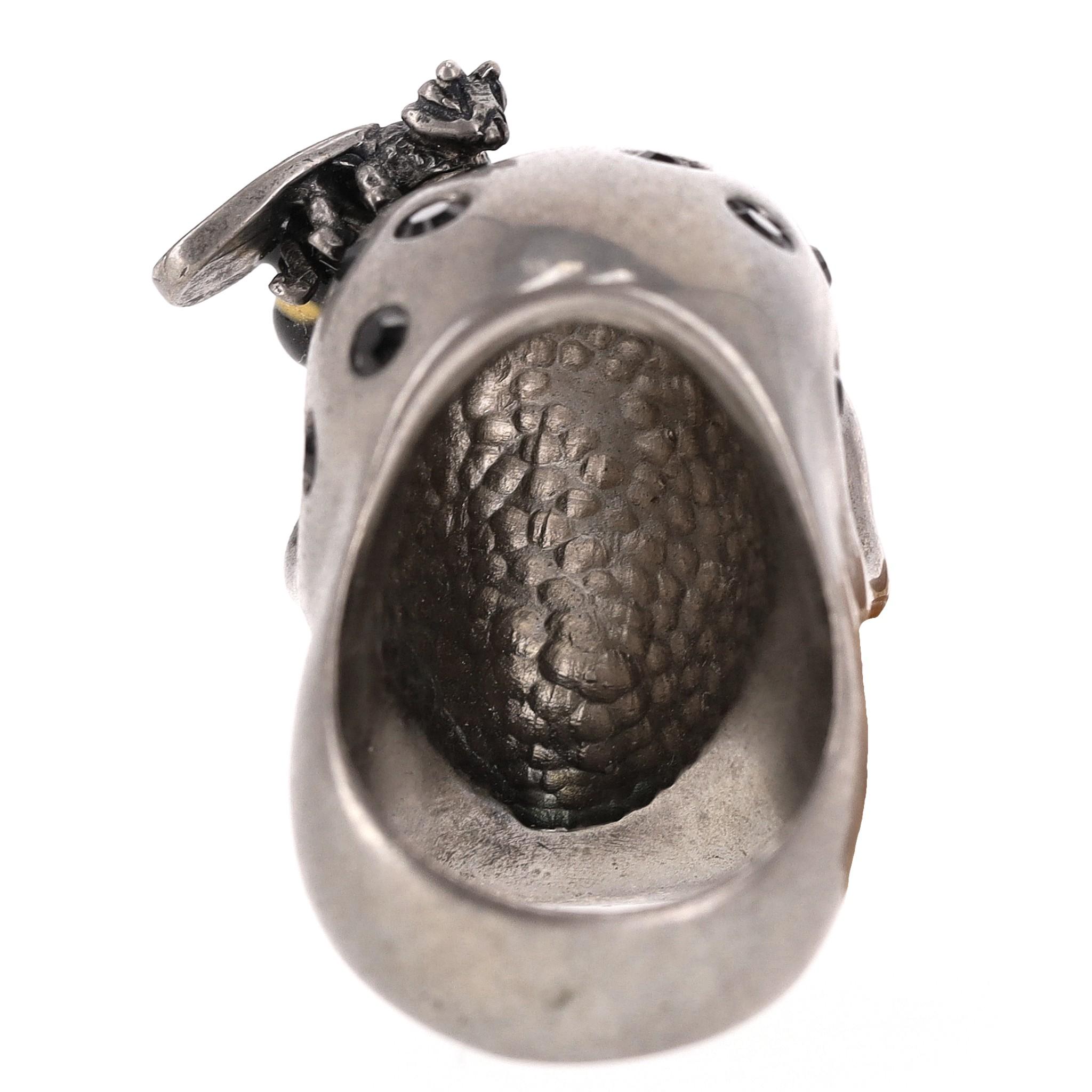 Alexander McQueen Skull Bee Embellished Crystal Ring In Excellent Condition In London, GB