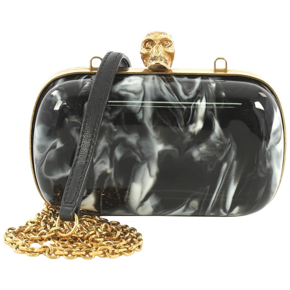 Alexander McQueen Skull Box Clutch Marbled Plexiglass Small