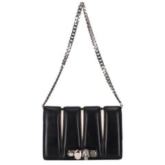 Alexander McQueen Skull Crystal Knuckle Detail Leather Slash Bag