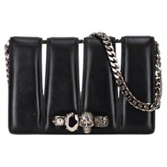 Alexander McQueen Skull Crystal Knuckle Detail Leather Slash Bag