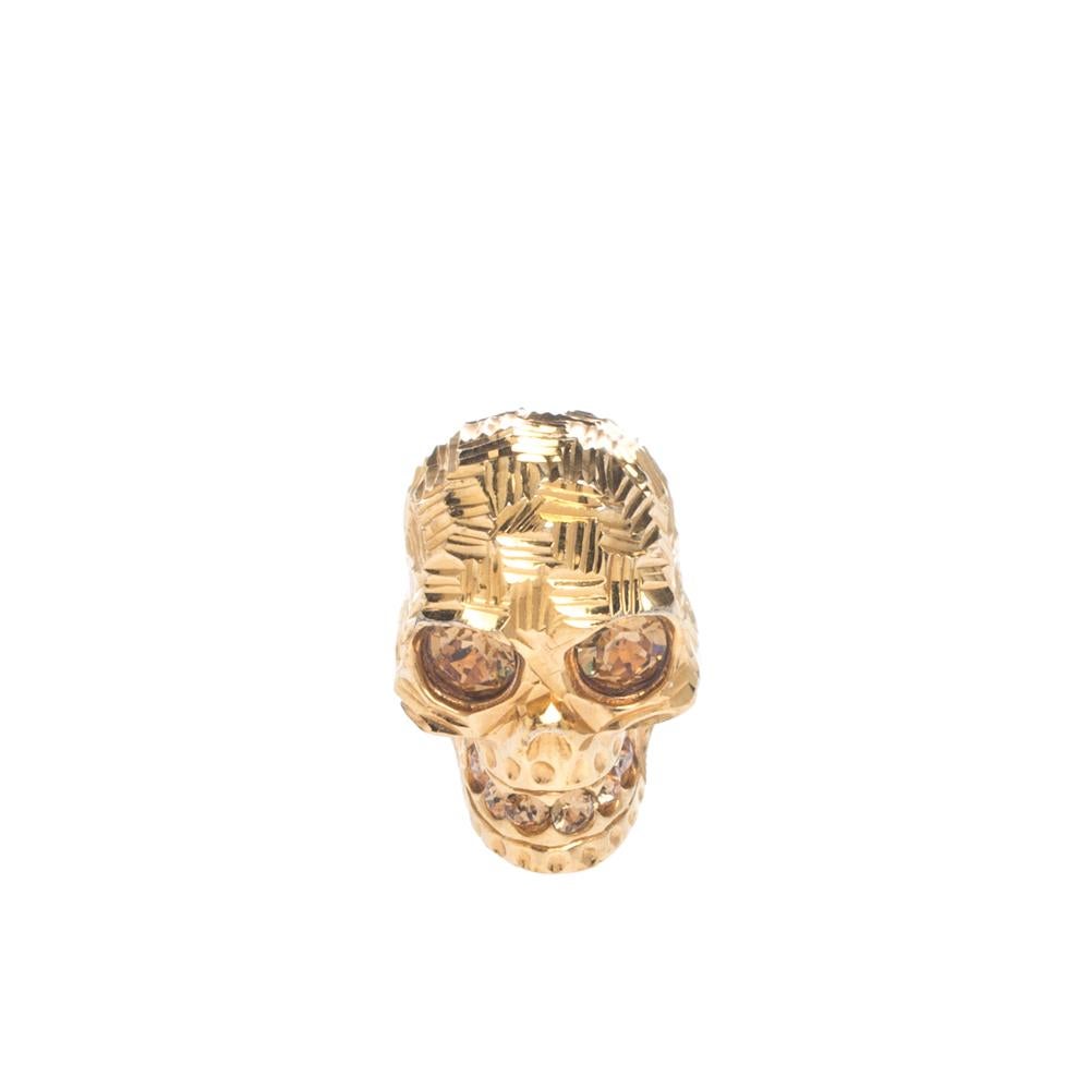 alexander mcqueen skull ring gold