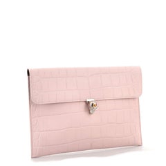 Alexander McQueen Skull Envelope Clutch Crocodile Embossed Leather