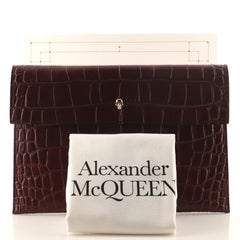Alexander McQueen Skull Envelope Clutch Crocodile Embossed Leather
