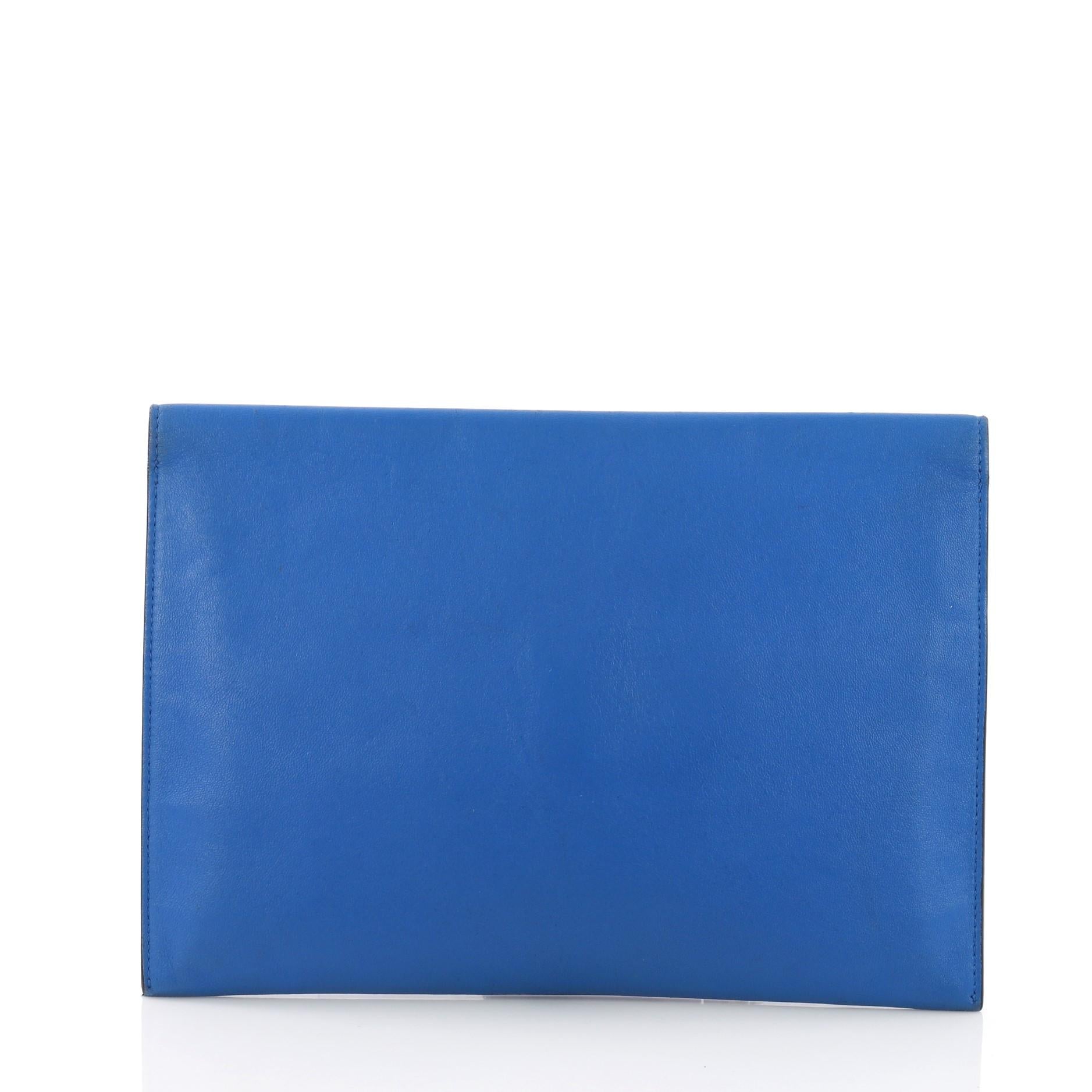 Blue Alexander McQueen Skull Envelope Clutch Leather