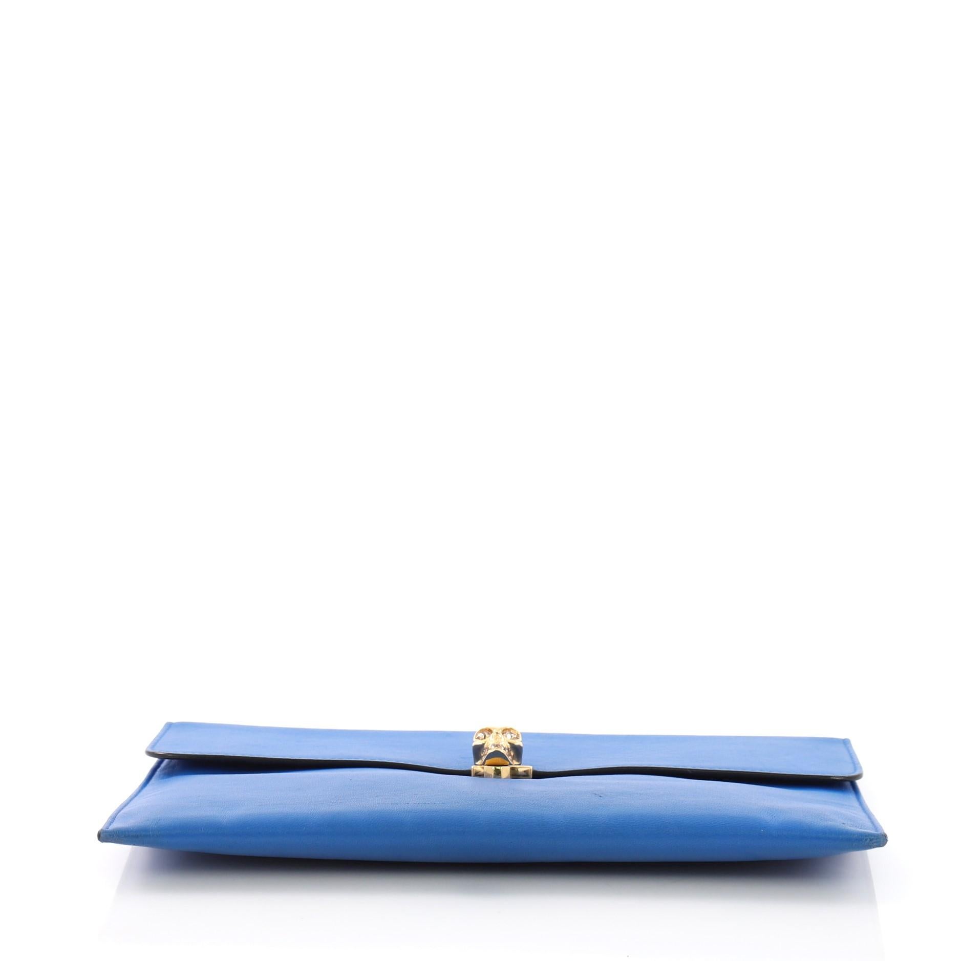 Alexander McQueen Skull Envelope Clutch Leather In Good Condition In NY, NY