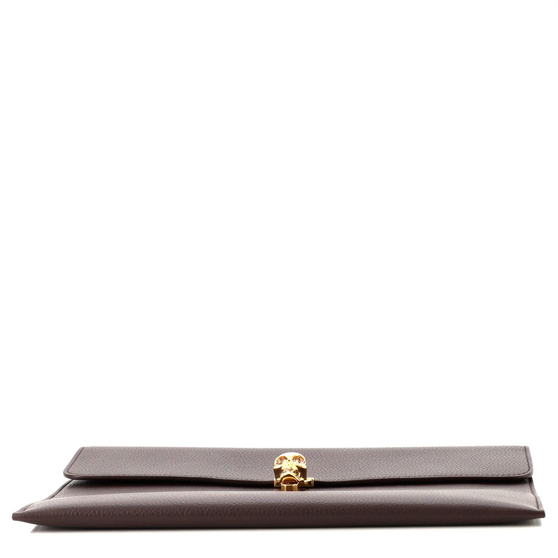 Women's or Men's Alexander McQueen Skull Envelope Clutch Leather