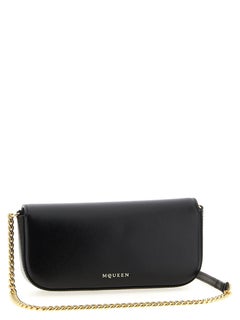 Alexander McQueen Skull Flower Calfskin Crossbody Bag — Black