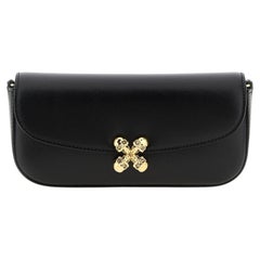 Alexander McQueen Skull Flower Calfskin Crossbody Bag — Black