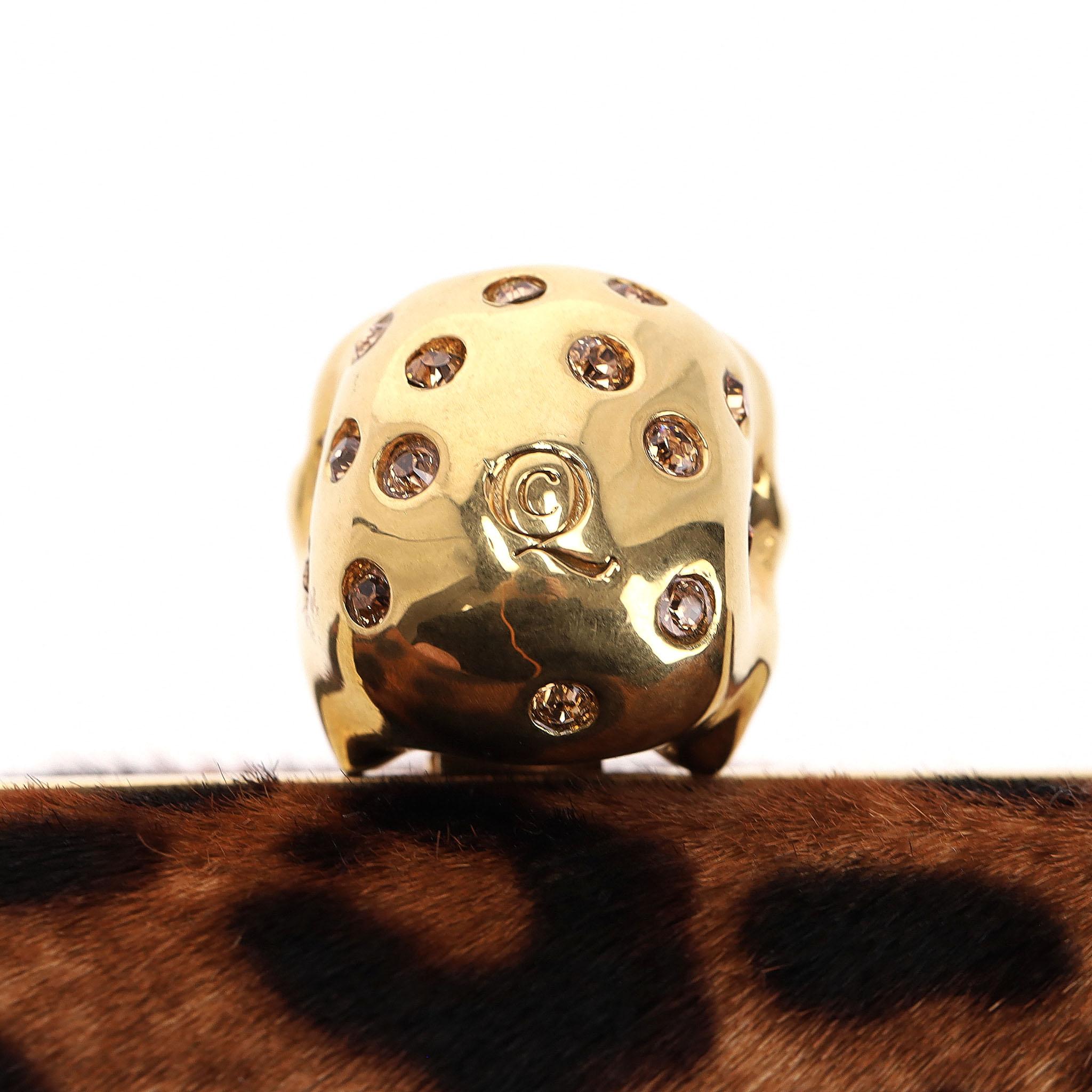 Alexander McQueen Skull Leopard Print Pony Hair Box Clutch Bag For Sale 3