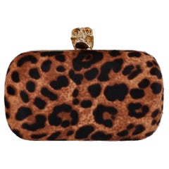Alexander McQueen - Pochette a scatola con teschio e stampa leopardata in pelo di pony