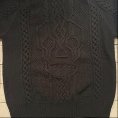 Alexander McQueen Skull Motif Fisherman Cable Jumper Black size L Wool Cashmere