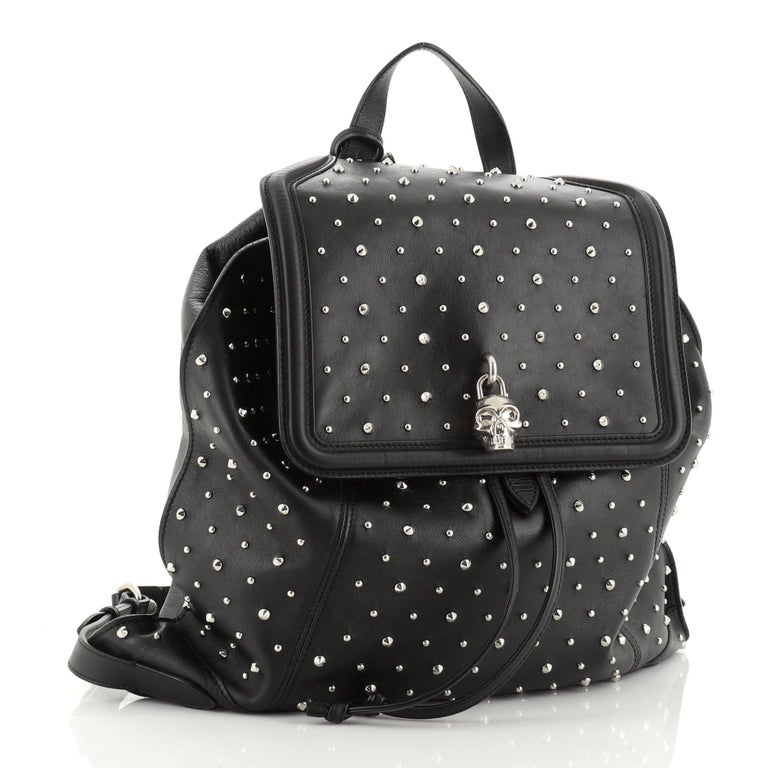 Alexander McQueen Skull Padlock Backpack Studded Leather Large