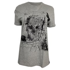 Alexander Mcqueen Skull Print T-Shirt in Grey Cotton