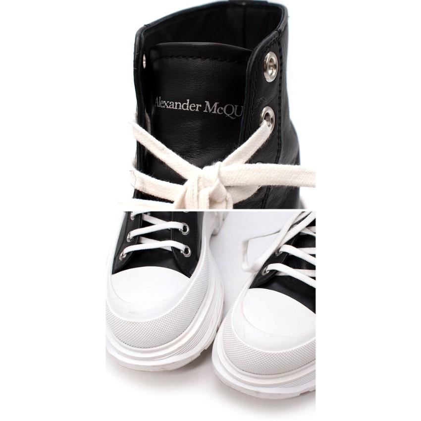 Alexander McQueen Slick Black Leather Platform Sole Sneakers For Sale 1