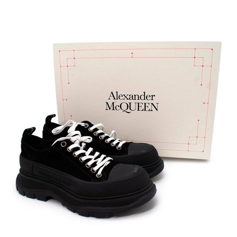 Alexander McQueen Slick Black Suede Platform Sneakers For Sale 5