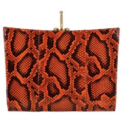 Alexander McQueen Snakeskin Skull & Ring Closure Clutch Bag