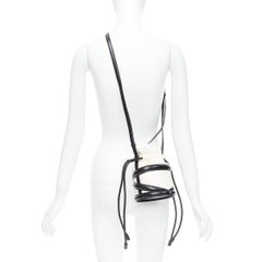 ALEXANDER MCQUEEN Soft Curve AM logo black white leather bucket bag