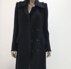 ALEXANDER MCQUEEN  Solid Black Tweed Long Coat