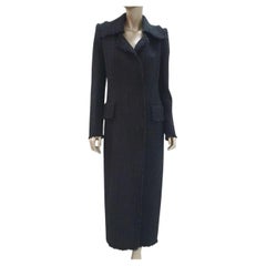 ALEXANDER MCQUEEN Solid Black Tweed Long Coat