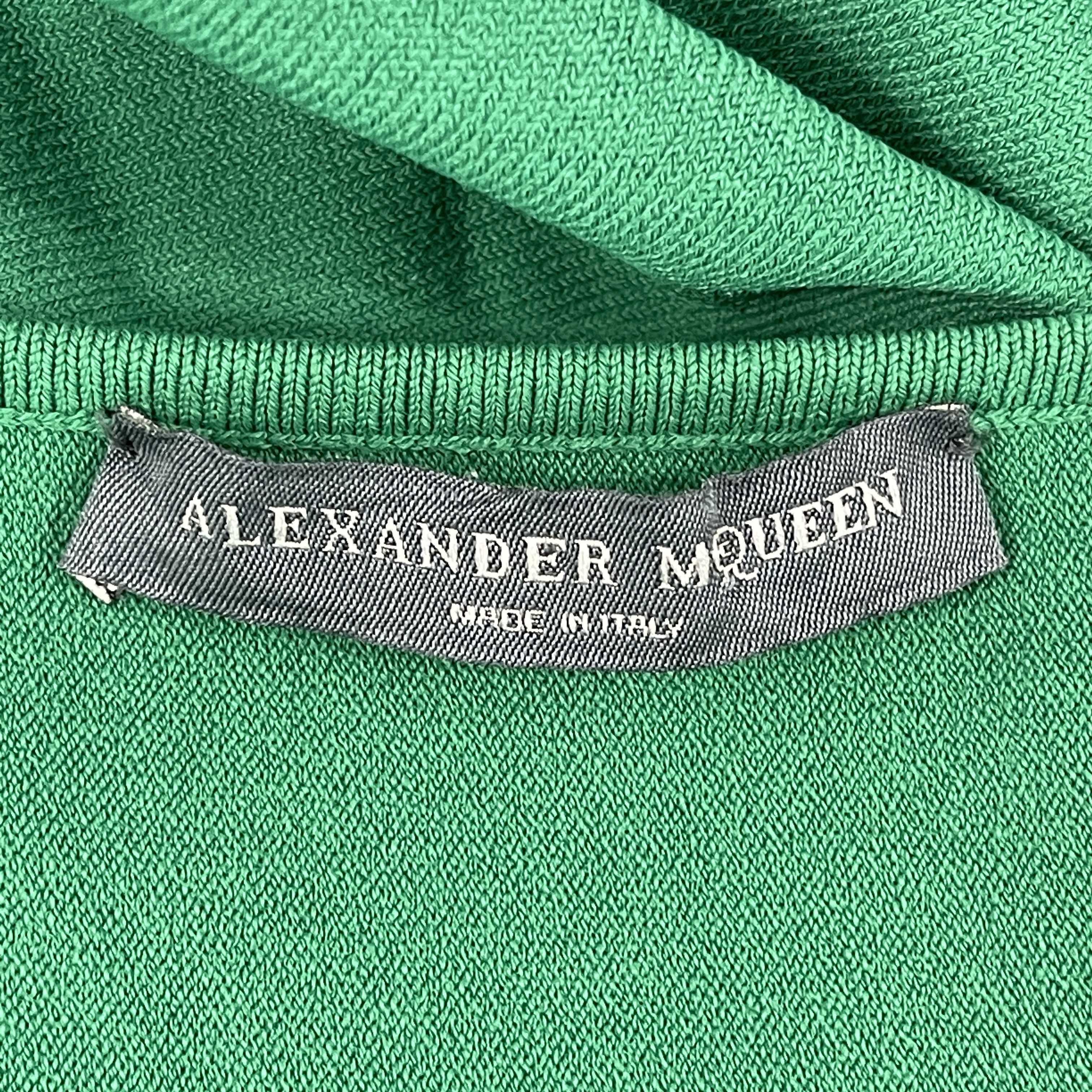 Alexander McQueen - Robe midi sans manches verte évasée, solide, taille XS en vente 2