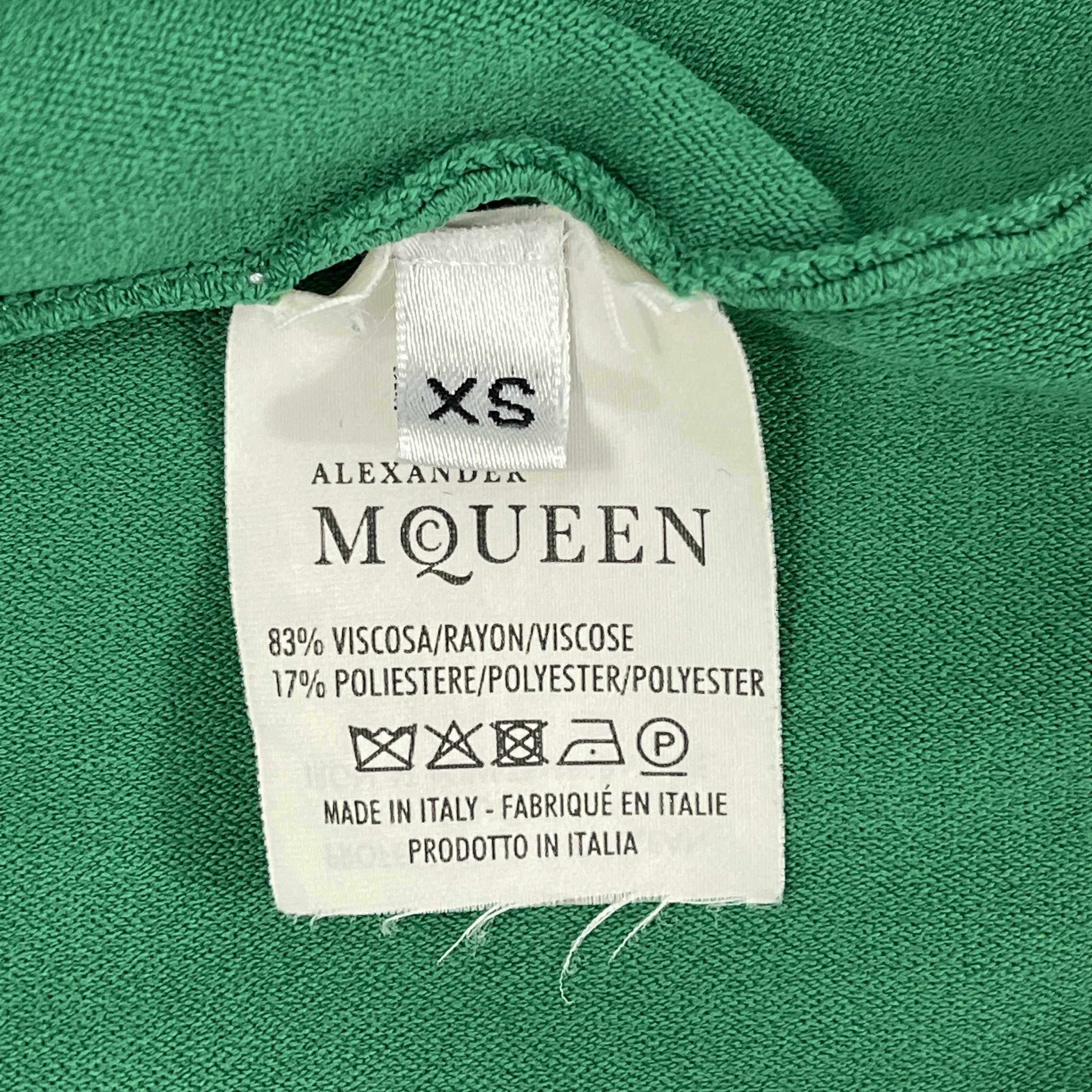 Alexander McQueen - Robe midi sans manches verte évasée, solide, taille XS en vente 5