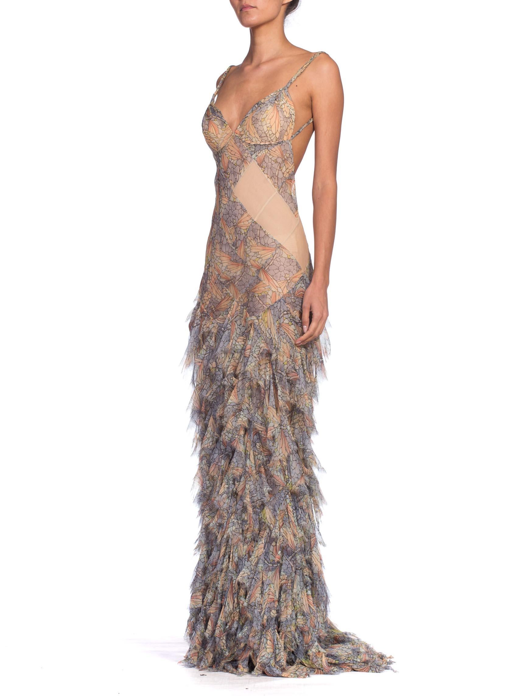 Alexander McQueen Spring 2004 Shredded Bias Silk Chiffon Backless Gown
