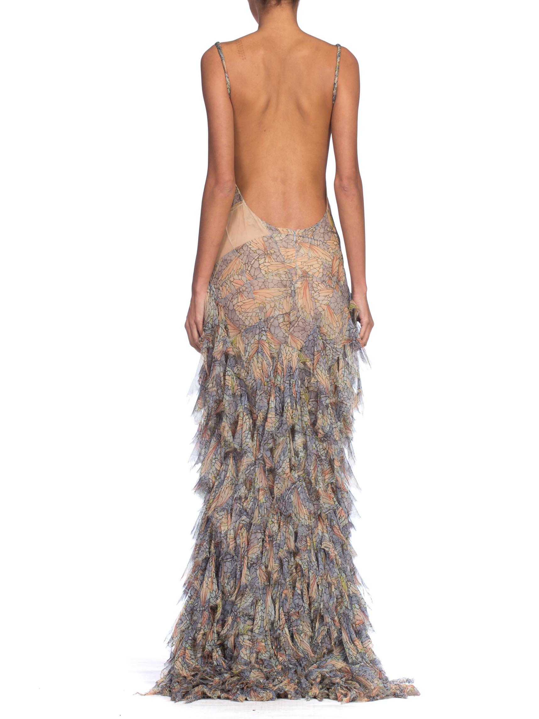 Alexander McQueen Spring 2004 Shredded Bias Silk Chiffon Backless Gown In Excellent Condition In New York, NY