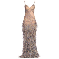 Alexander McQueen Spring 2004 Shredded Bias Silk Chiffon Backless Gown