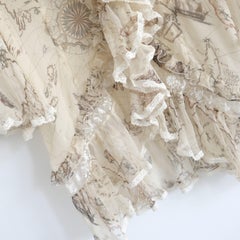 Alexander McQueen Spring 2005 Map Print Silk Ruffle Blouse