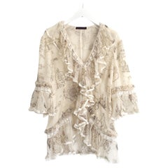 Alexander McQueen, chemisier à volants en soie imprimé carte, printemps 2005