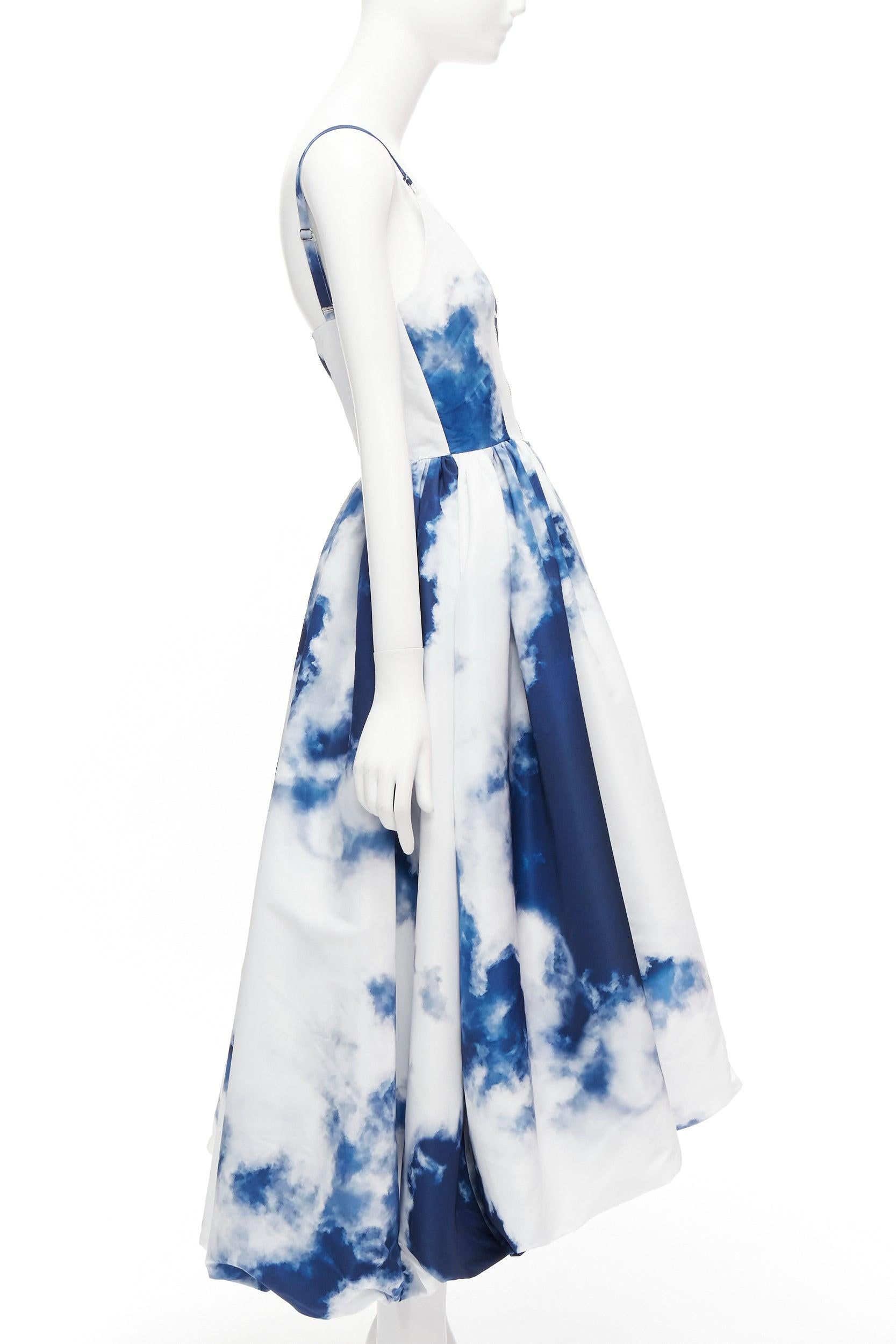 ALEXANDER MCQUEEN spring 2022 Runway blue white cloud midi dress Jisoo Blackpink In Good Condition In Hong Kong, NT