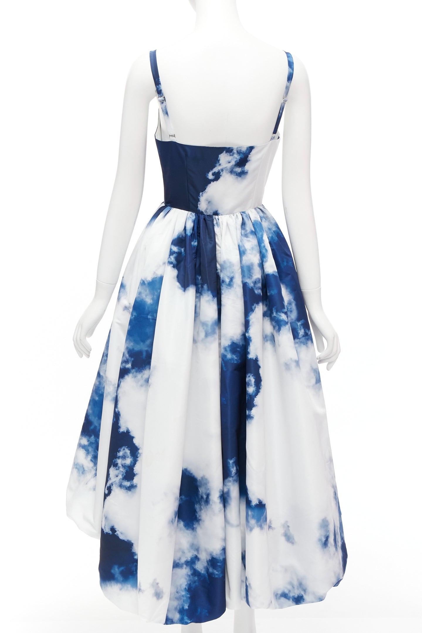 Women's ALEXANDER MCQUEEN spring 2022 Runway blue white cloud midi dress Jisoo Blackpink