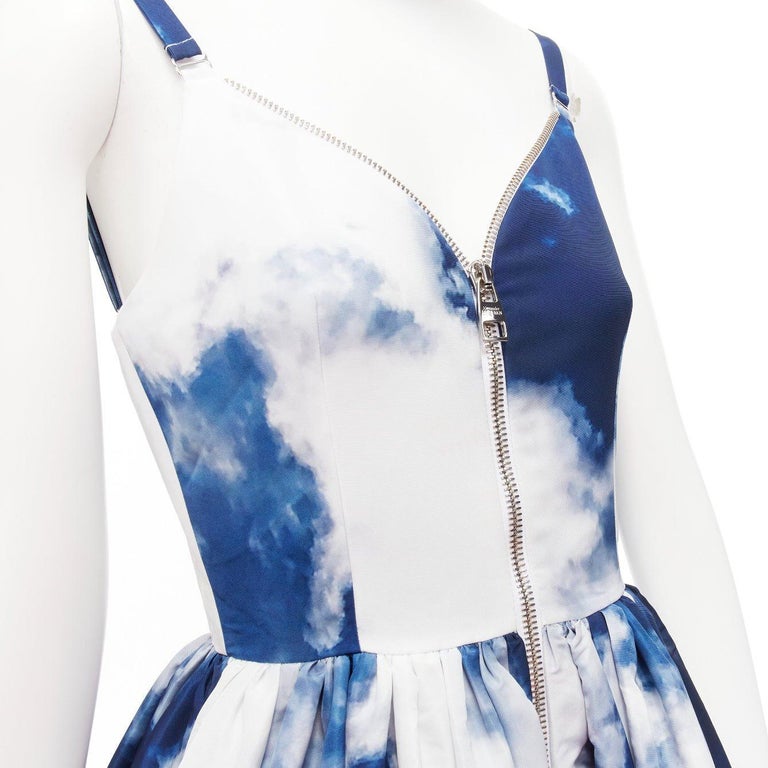 ALEXANDER MCQUEEN spring 2022 Runway blue white cloud midi dress Jisoo  Blackpink at 1stDibs