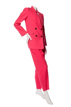 Alexander McQueen Spring/Summer 2022 Hot Pink Wool Double-Breasted Pantsuit