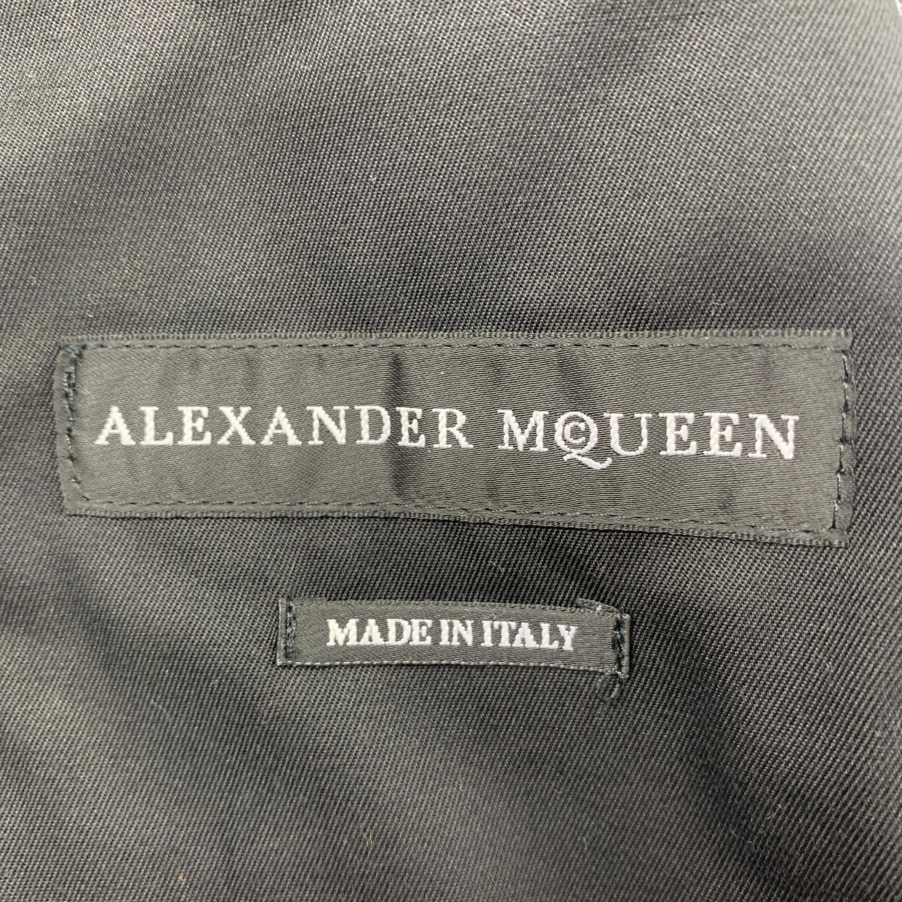 ALEXANDER MCQUEEN SS 17 Size 38 Black Silver Floral Military Regalia Coat 3