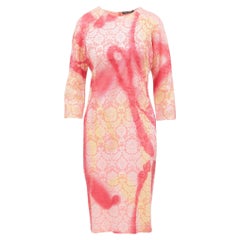 Alexander McQueen SS 1997 90s 'La Poupée' Pink Spray Paint Print Dress IT 44