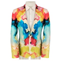 ALEXANDER MCQUEEN SS 20 Size 38 Multi-Color Print Wool Silk Sport Coat