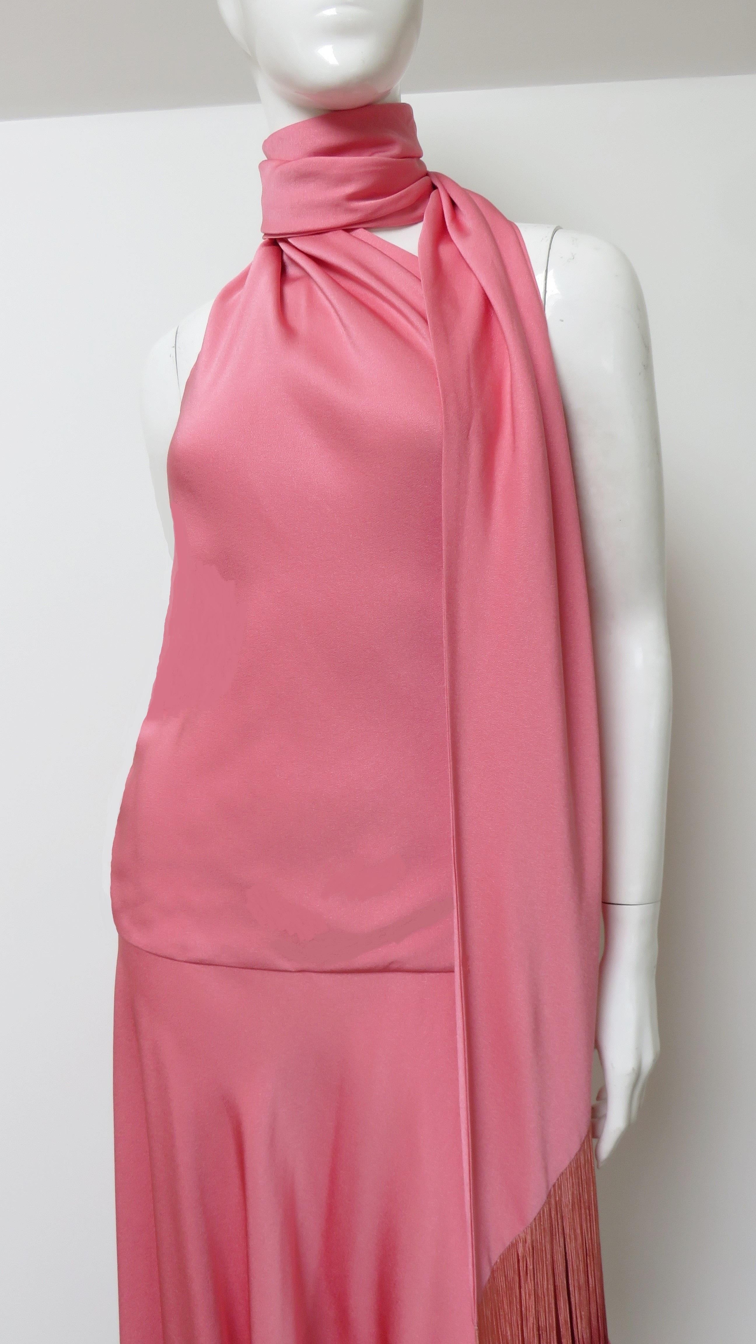 Pink Alexander McQueen S/S 2008 Silk Halter Dress For Sale