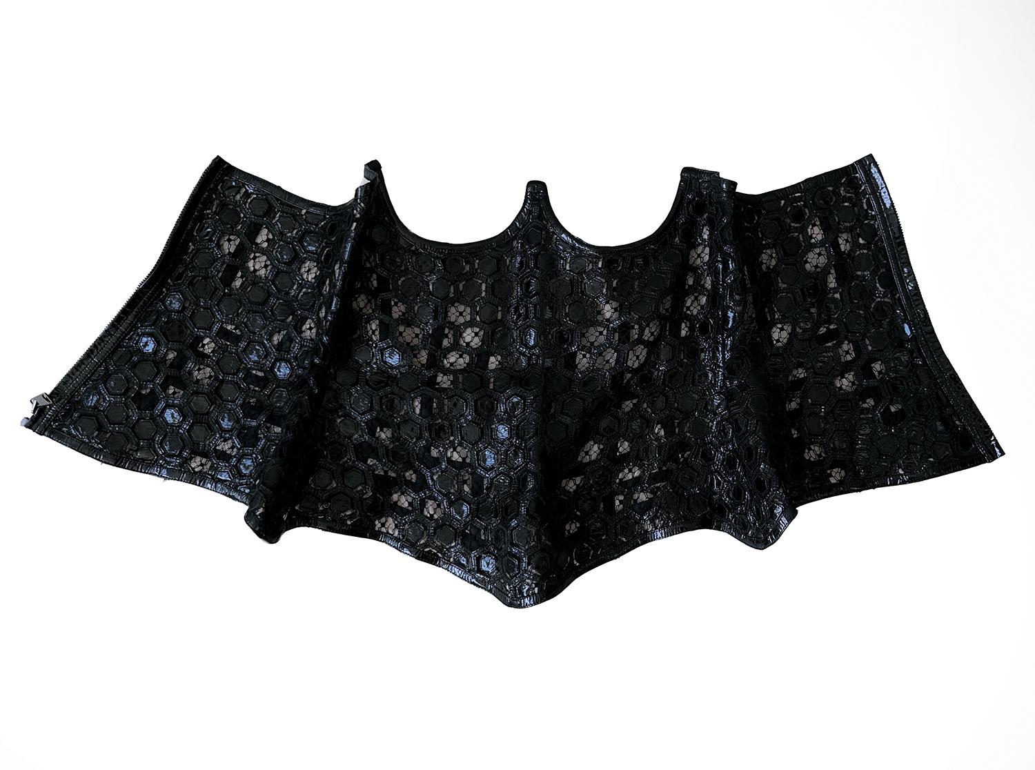 Alexander McQueen SS 2013 Black Honeycomb Corset Runway Bustier 9