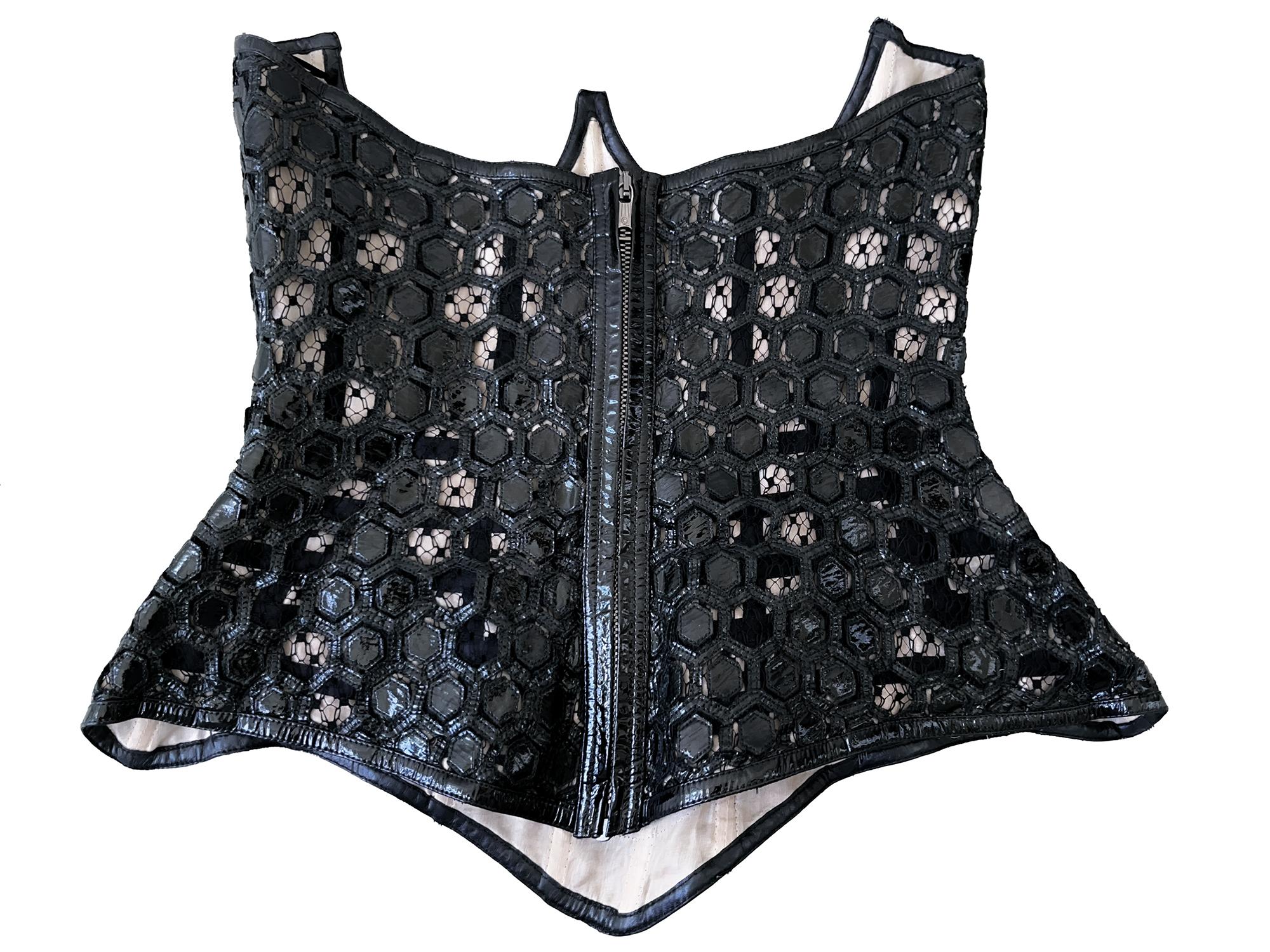 Alexander McQueen SS 2013 Black Honeycomb Corset Runway Bustier 1