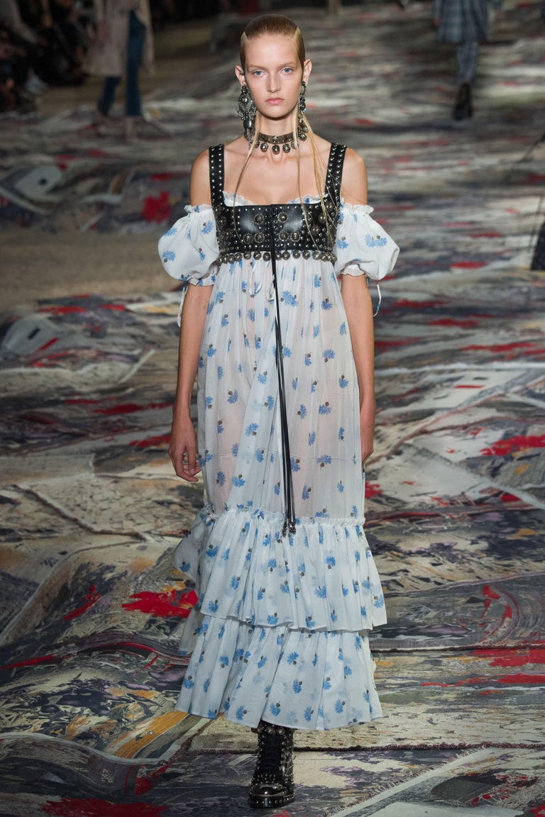 ALEXANDER McQUEEN S/S 2015 Black Nappa Leather Studded Lace Up Bra Top  Bustier