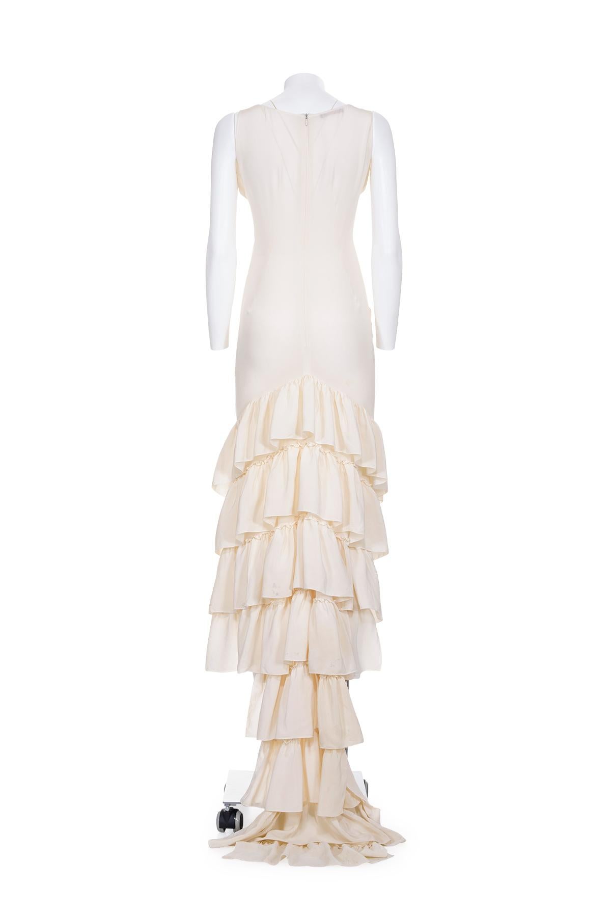 Beige ALEXANDER MCQUEEN SS 99 Rare Long Silk Dress in vendita