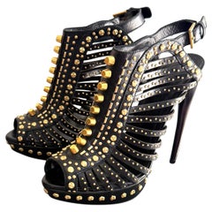 Alexander McQueen SS12 “Maxima” Studded Cage Platform Sandals Size 39