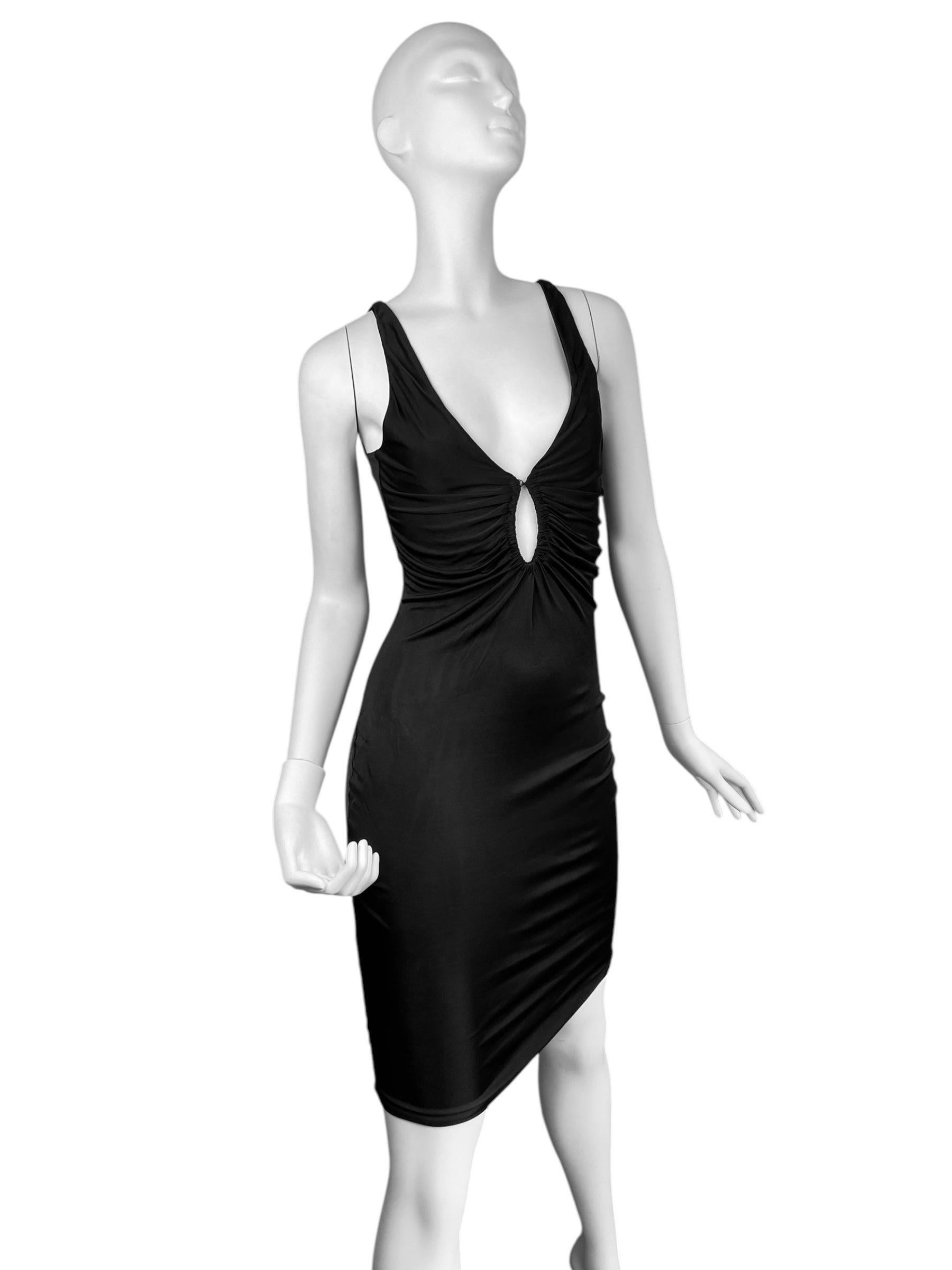 Black ALEXANDER MCQUEEN ss1996 «THE HUNGER» BLACK RUCHED CUT-OUT BODYCON DRESS