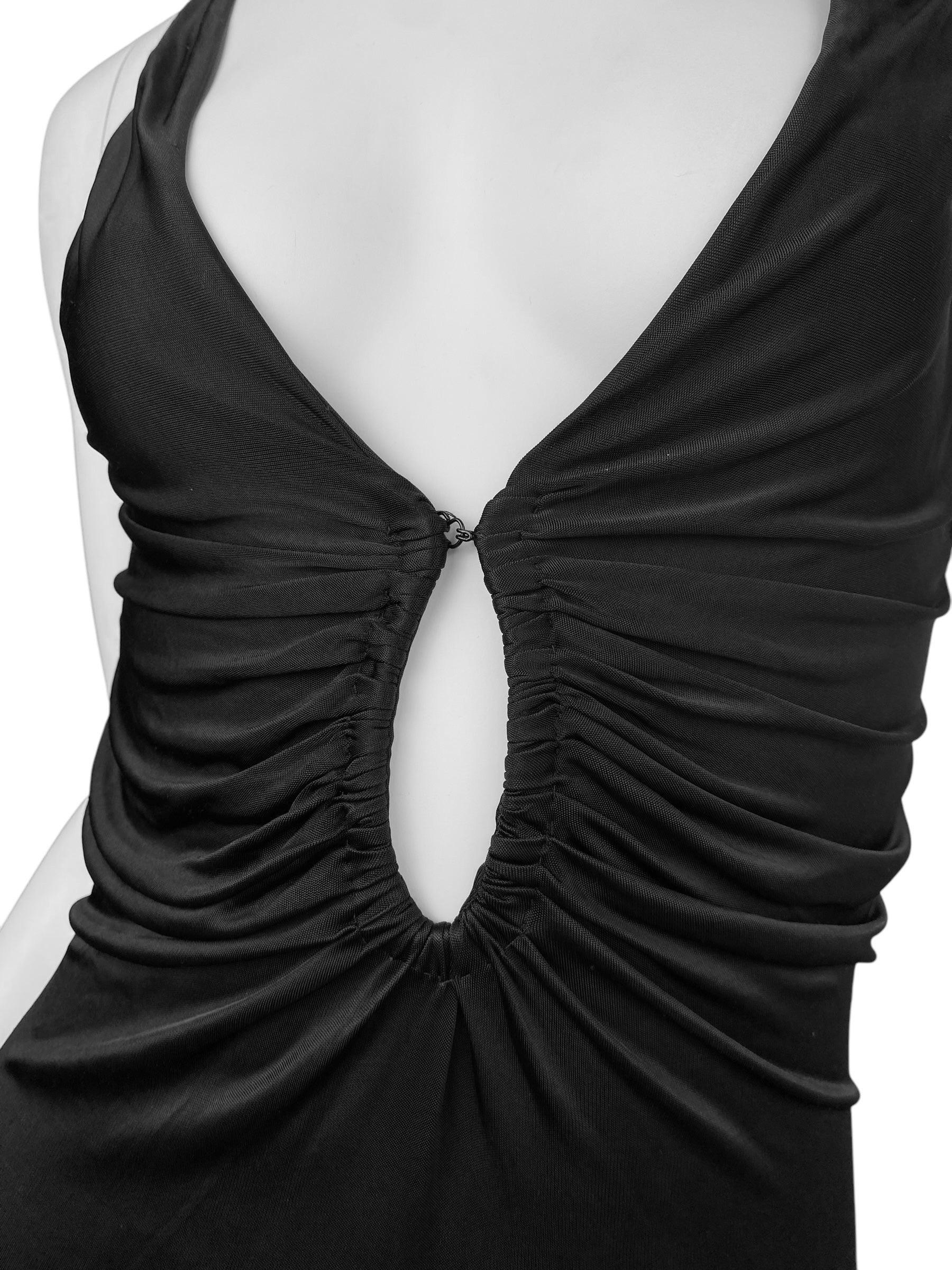 ALEXANDER MCQUEEN ss1996 «THE HUNGER» BLACK RUCHED CUT-OUT BODYCON DRESS For Sale 3