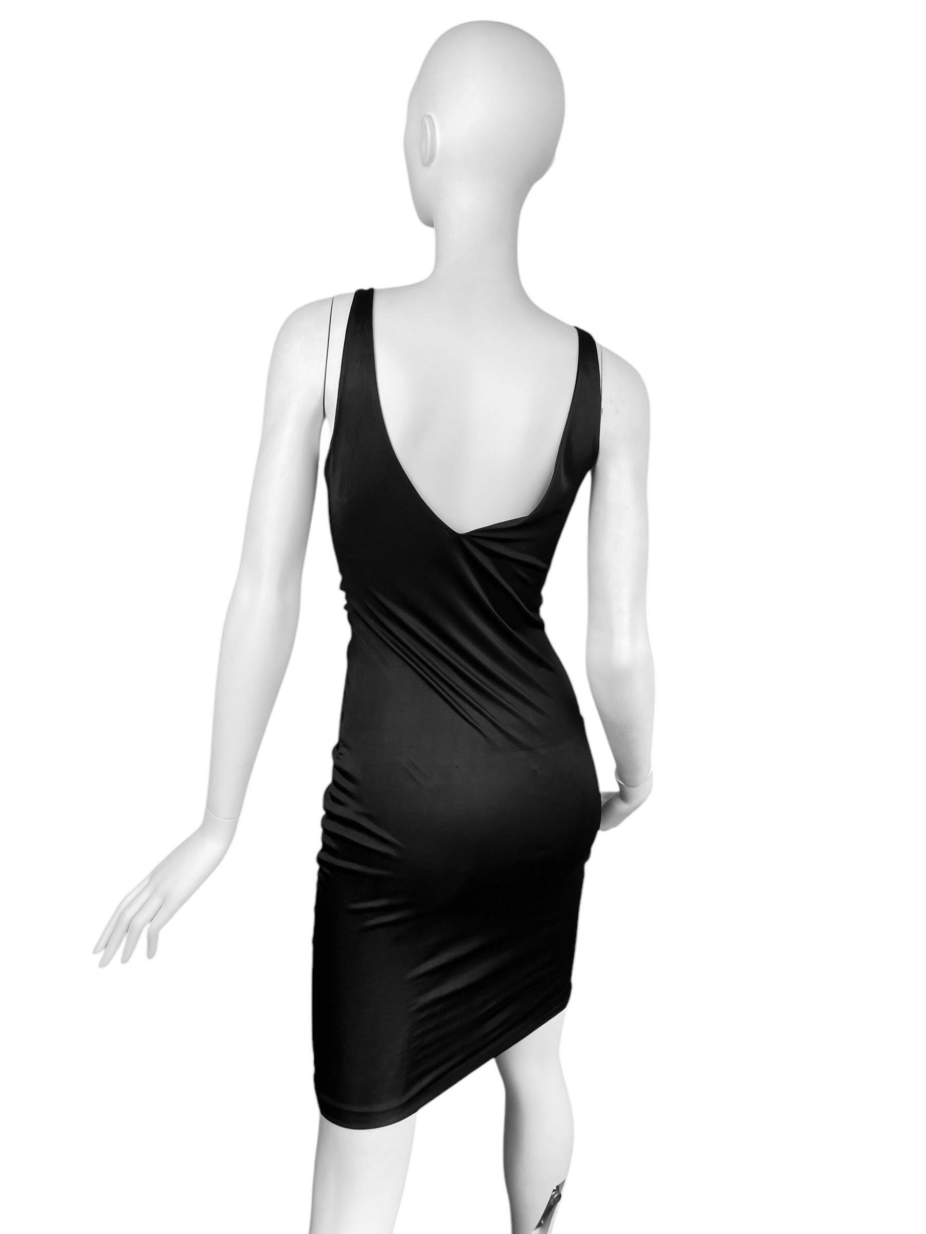 ALEXANDER MCQUEEN ss1996 «THE HUNGER» BLACK RUCHED CUT-OUT BODYCON DRESS For Sale 4