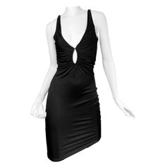 ALEXANDER MCQUEEN ss1996 "THE HUNGER" SCHWARZES GERÜSTETES BODYCON-KLEIDER mit Ausschnitt